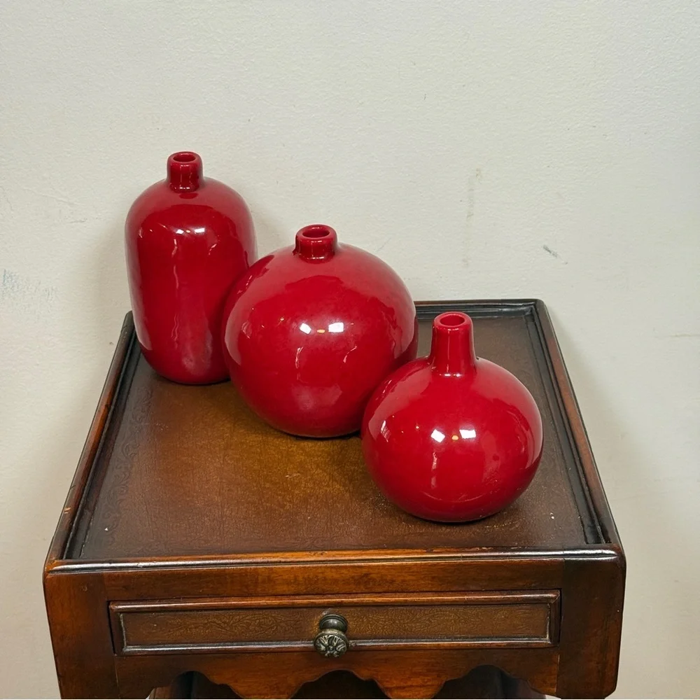 Crate&Barrel Red Vase Accents
